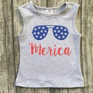 NEW Boy's Merica Fourth of July Tee